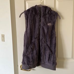 North Face faux fur hooded vest